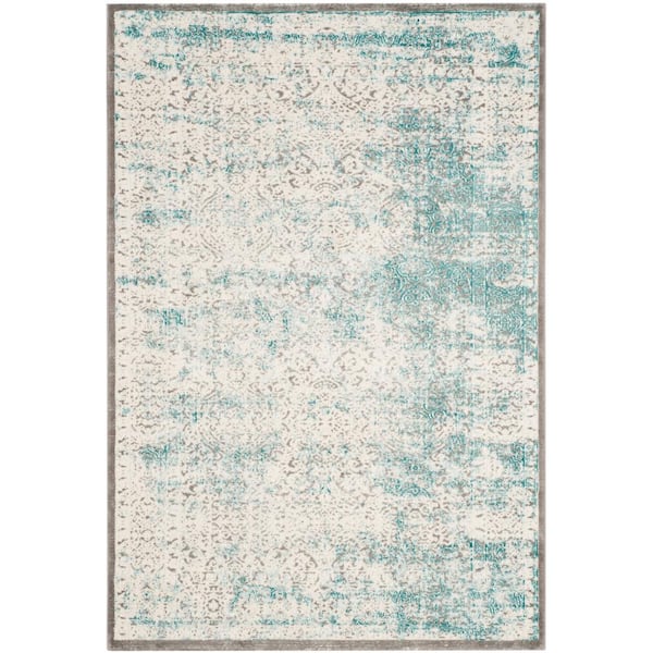 SAFAVIEH Passion Turquoise/Ivory 3 ft. x 5 ft. Distressed Border Area Rug