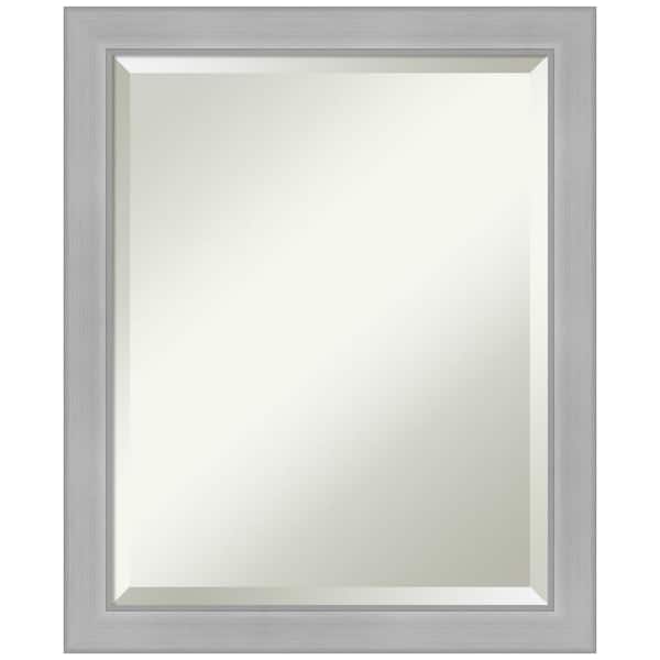 Amanti Art Vista Brushed Nickel Narrow 18.5 in. H x 22.5 in. W Framed Wall Mirror