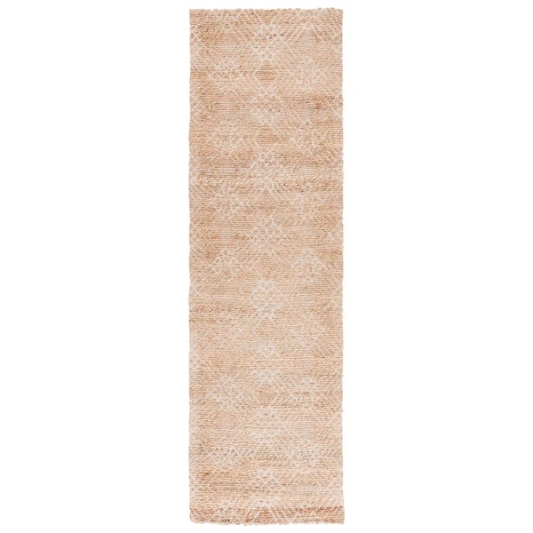 Natural Fiber 2 ft. x 8 ft. Natural/Ivory Diamond Geometric Runner Rug