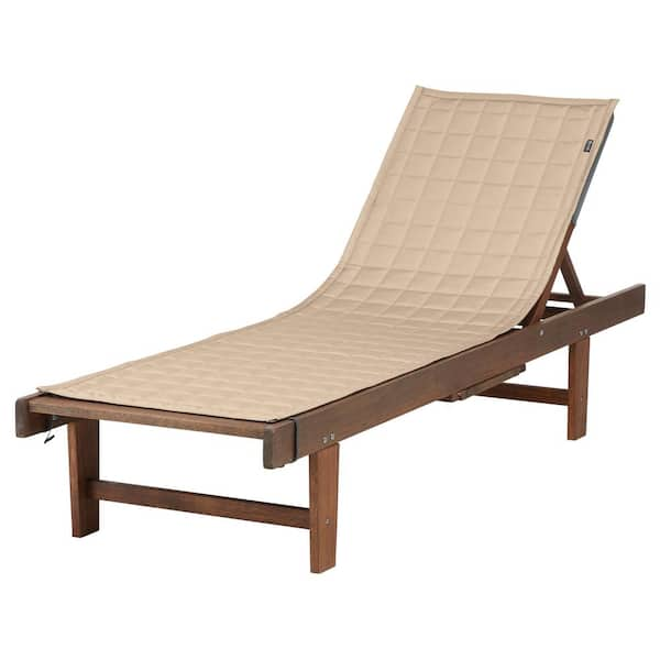 Montlake FadeSafe 72 in. L x 21 in. W Antique Beige Patio Chaise Lounge Slipcover