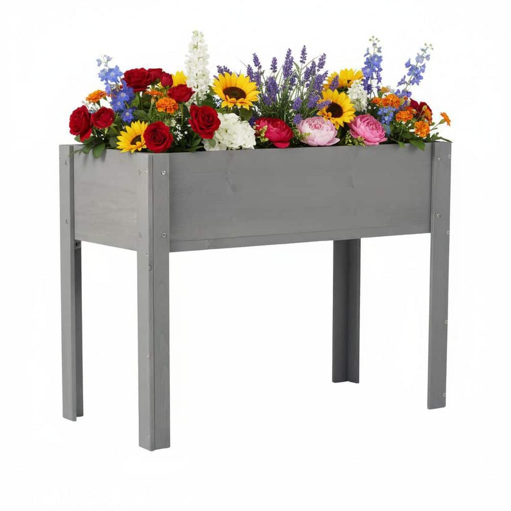 Gray 40 in. x 20 in. x 31 in. Raised Garden Bed with Legs, Wooden Planter Box for Outdoor Plants, Flowers and Vegetables price history on PriceWatchPro
