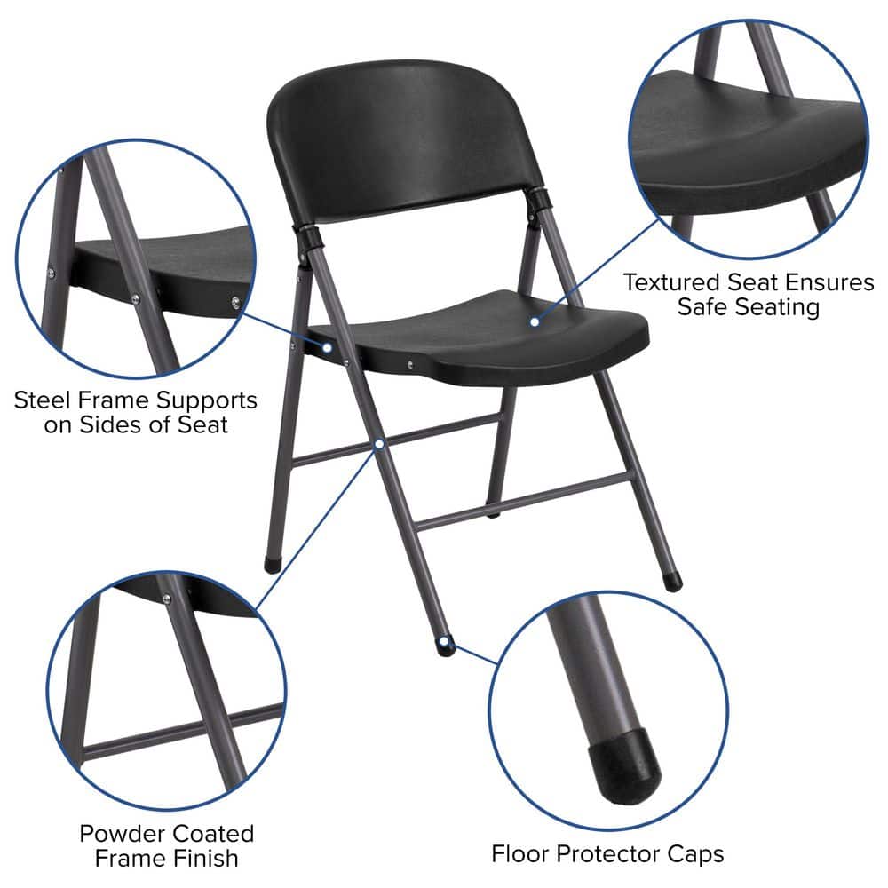 Elegant Black Metal Folding Chair for Versatile Seating