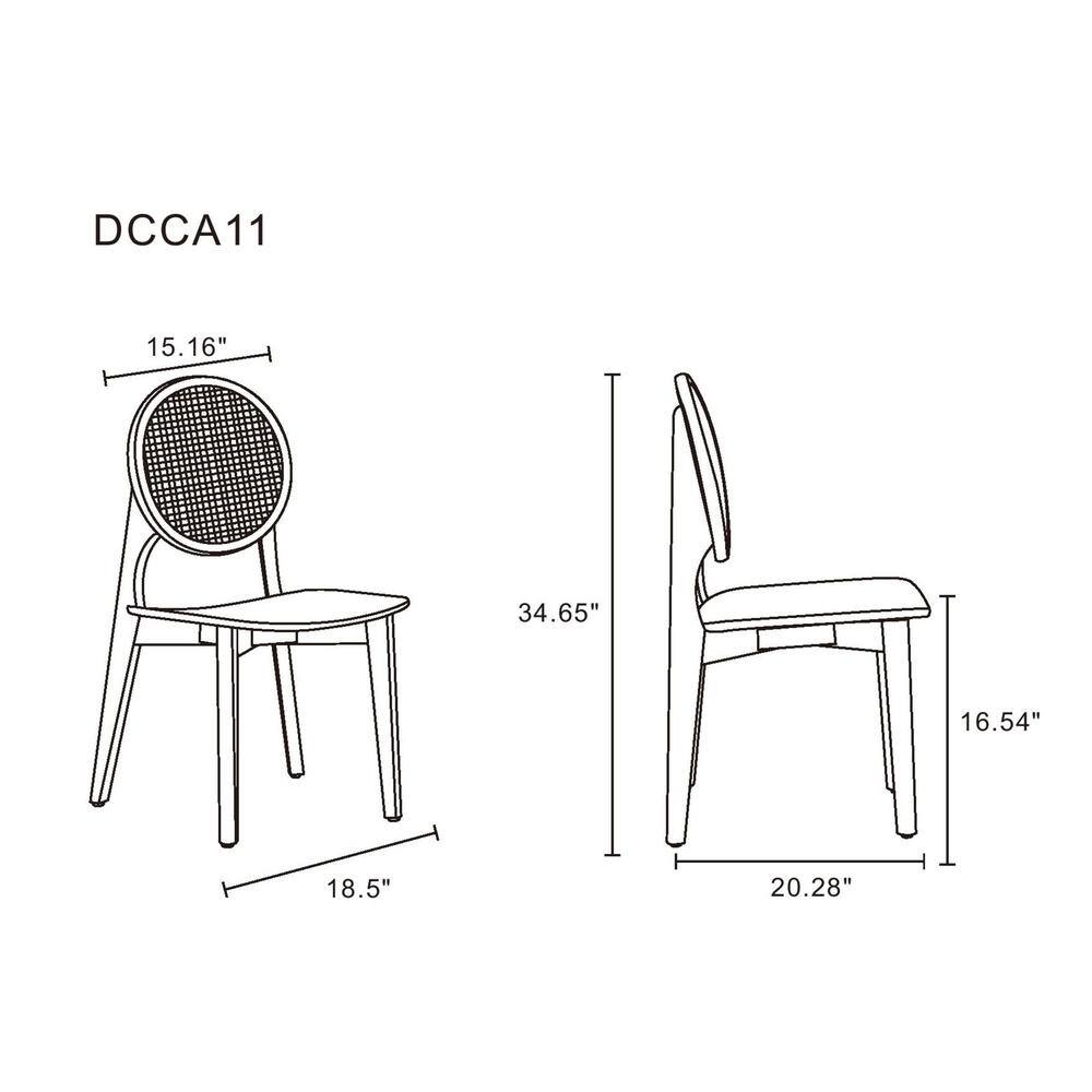 Black and Natural Cane Wood Side Chair
