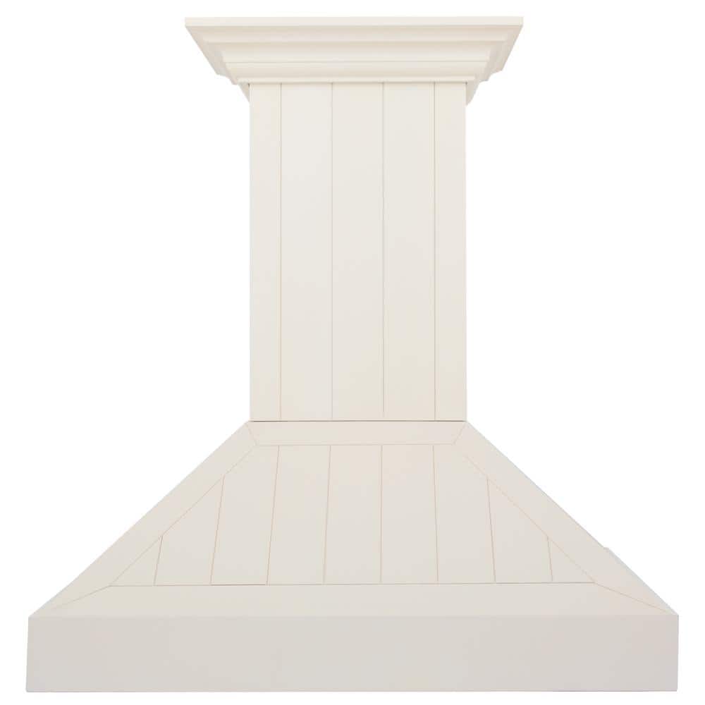 30" Cottage White Pine and Stainless Steel Wall Mount Range Hood