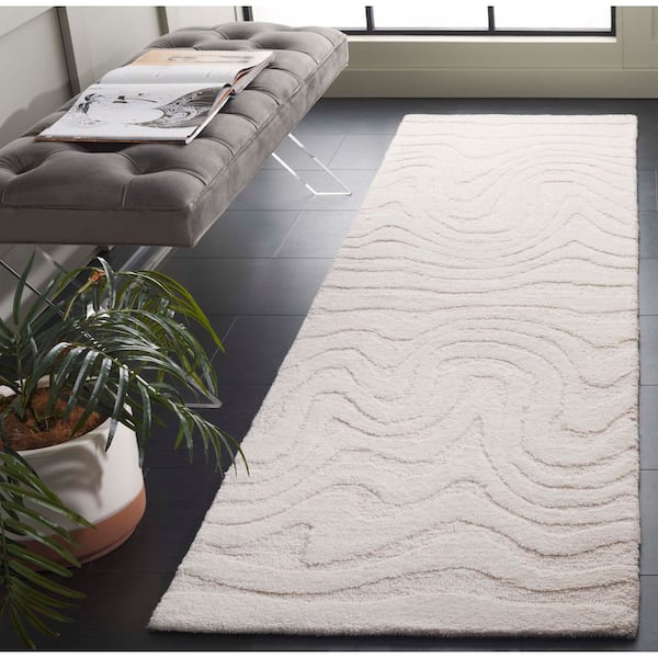 Mykonos 2 ft. x 8 ft. Ivory Wavy High-Low Runner Rug
