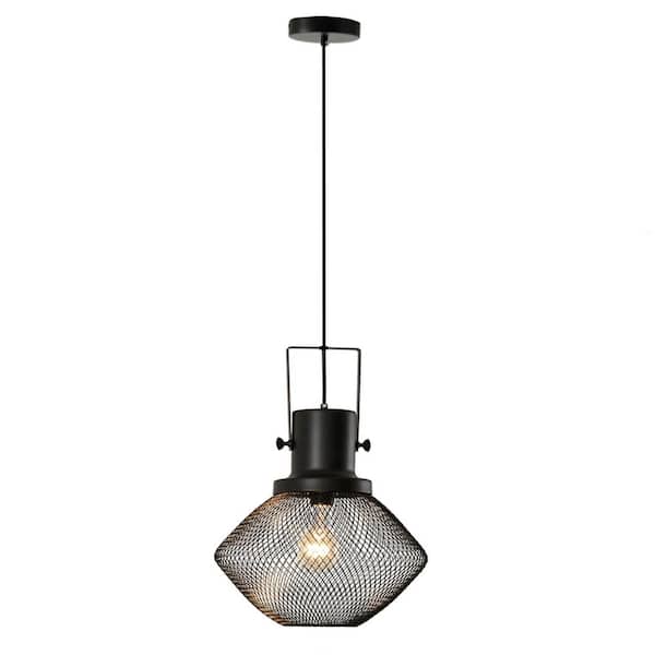 MODERN HABITAT LanternMesh 1 Light 63in Black Metal Frame Hanging Ceiling Light Adjustable Hanging Chain