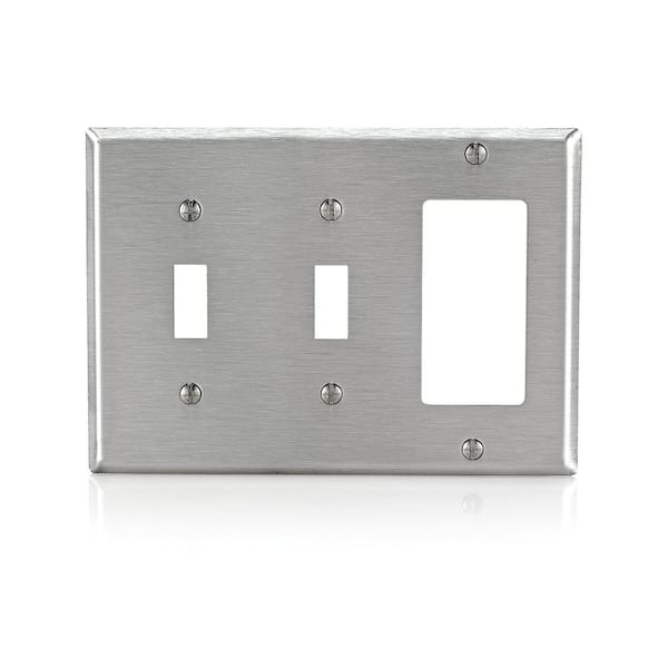 Leviton Stainless Steel 3-Gang 2-Toggle/1-Decorator/Rocker Wall Plate (1-Pack)