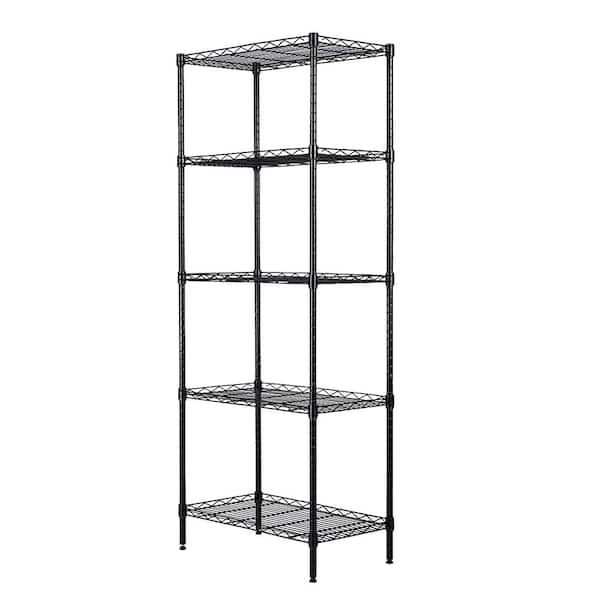 Metal Kitchen Wire Storage Shelves, 5 Tier Heavy Duty Storage Shelves for  Garage, Cube Garage Tower for Kitchen, Carbon Steel Storage Rack Storage  Racks and Shelving, Black, S1630 