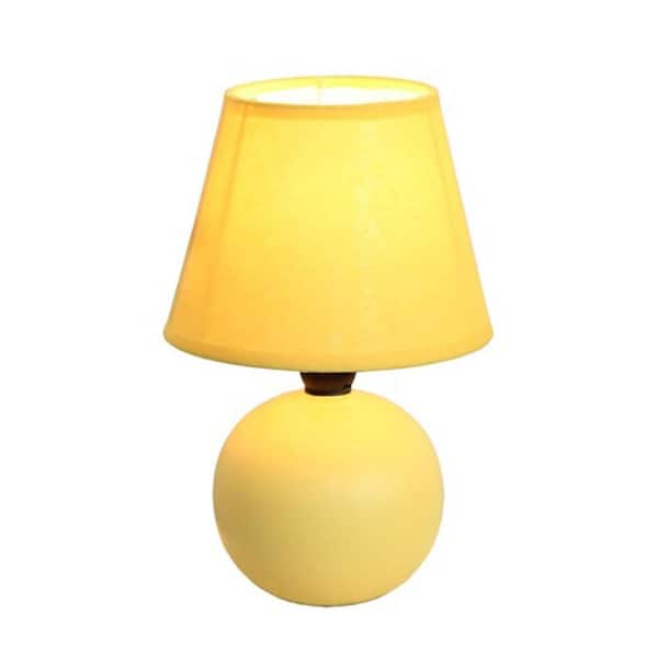 Simple Designs 8.78 in. Yellow Ceramic Globe Mini Table Lamp