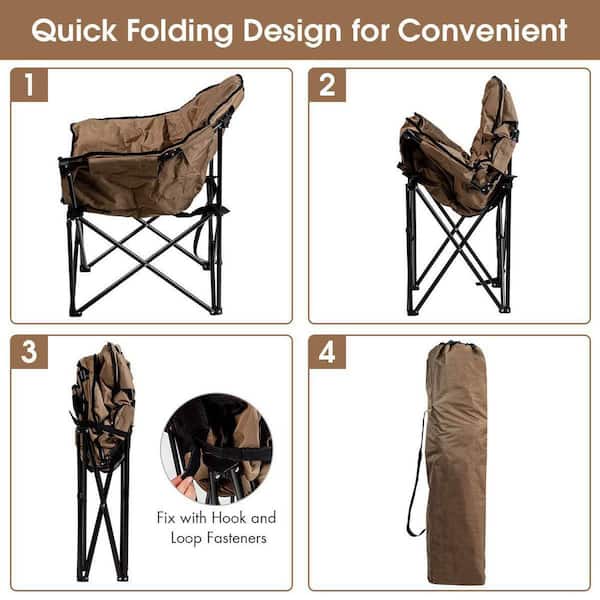 Alpulon Brown Steel Folding Camping Moon Padded Chair with Carry