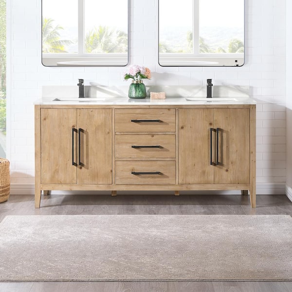 Laurel 71.2 in. W x 21.6 in. D x 33.1 in. H Bath Vanity Cabinet without Top in in Weathered Fir