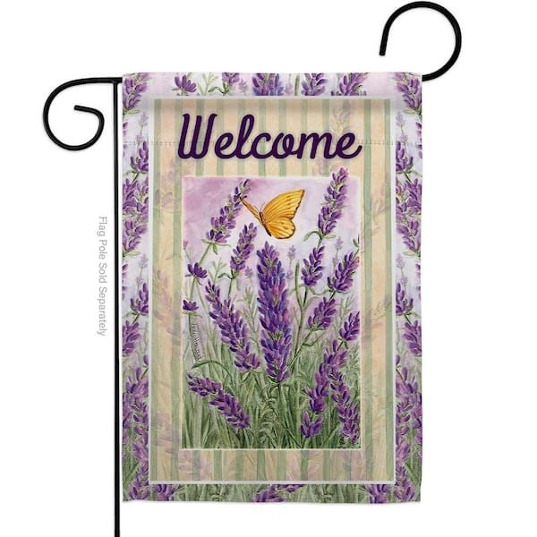 13 in. x 18.5 in. Lavender Butterflies Blossom Bouquet Violet Floral Spring Vertical Double-Sided Garden Flag
