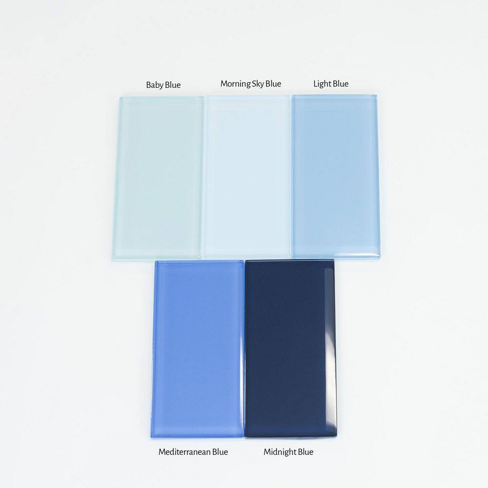 Light Blue 3x6 Glossy Glass Subway Tile for Bathroom and Kitchen