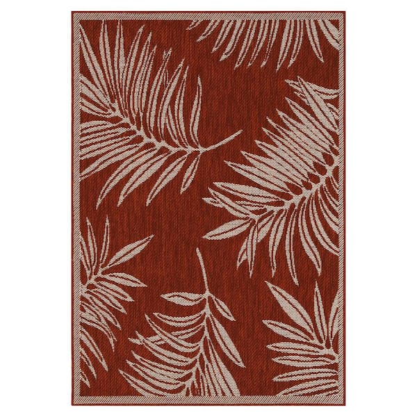 PLAYA RUG Liana Red and Ivory 8 ft. x 10 ft. Indoor/Outdoor Area Rug