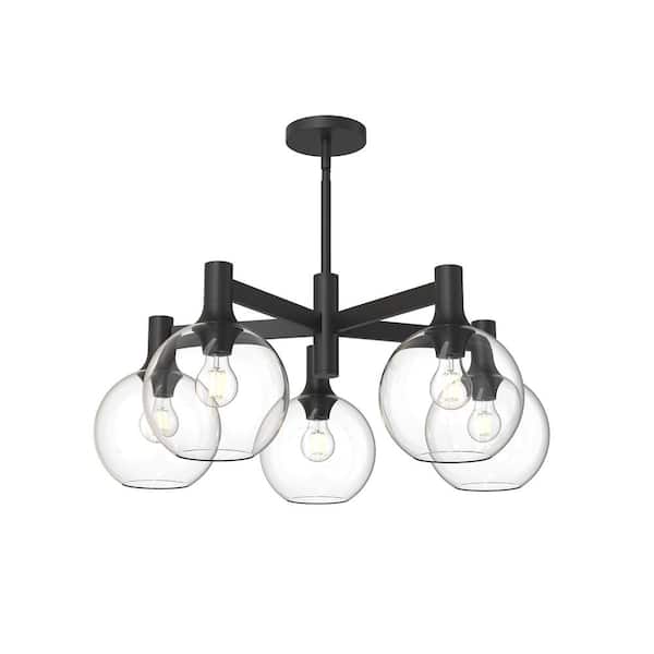 ALORA MOOD Castilla 29 in. 5 Light 60-Watt Clear Glass/Matte Black Chandelier