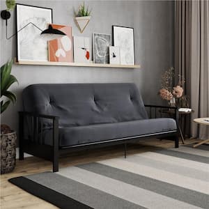 Harlow Metal Arm Futon with Gray 6 in. Microfiber Mattress