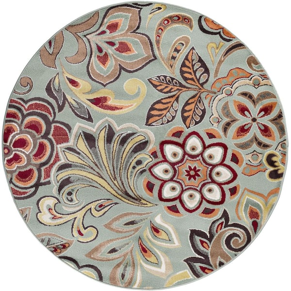 Deco Abstract Seafoam 8 ft. Round Indoor Area Rug