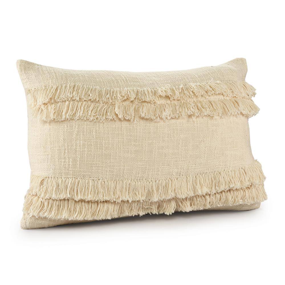 Standard Rectangular Cotton Throw Pillow with Textured Accents