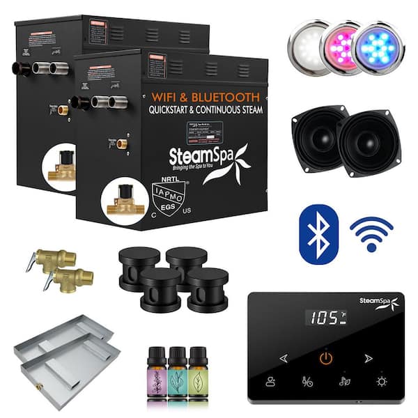 Black Series 24000-Watt Steam Generator with Fully Wireless Remote, Bluetooth, WiFi and Auto Drain in Matte Black
