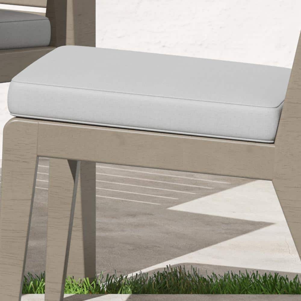 Gray Acacia Wood Outdoor Dining Set with Cushions, 6 Person
