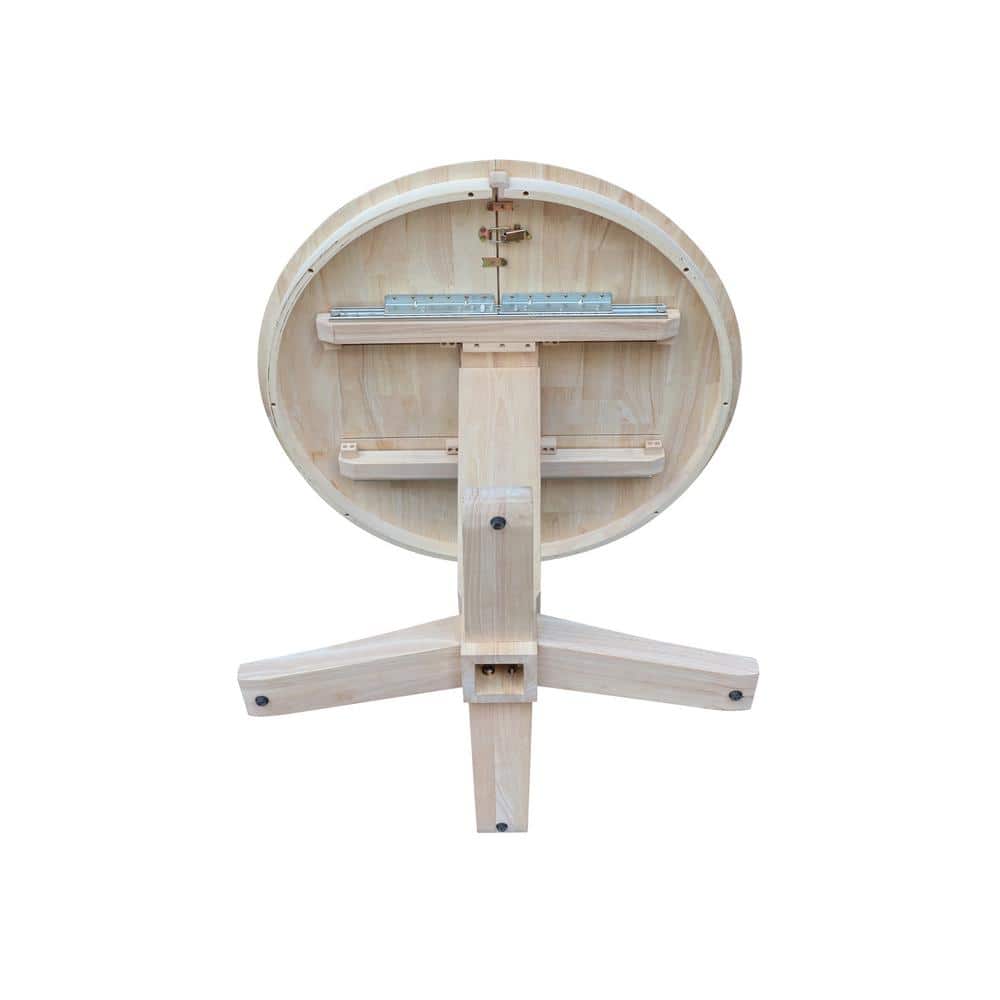 Unfinished Solid Wood Round Extendable Dining Table, 48 in