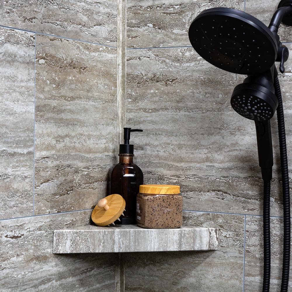 Grecian Earth Vinyl Waterproof Corner Shower Shelf