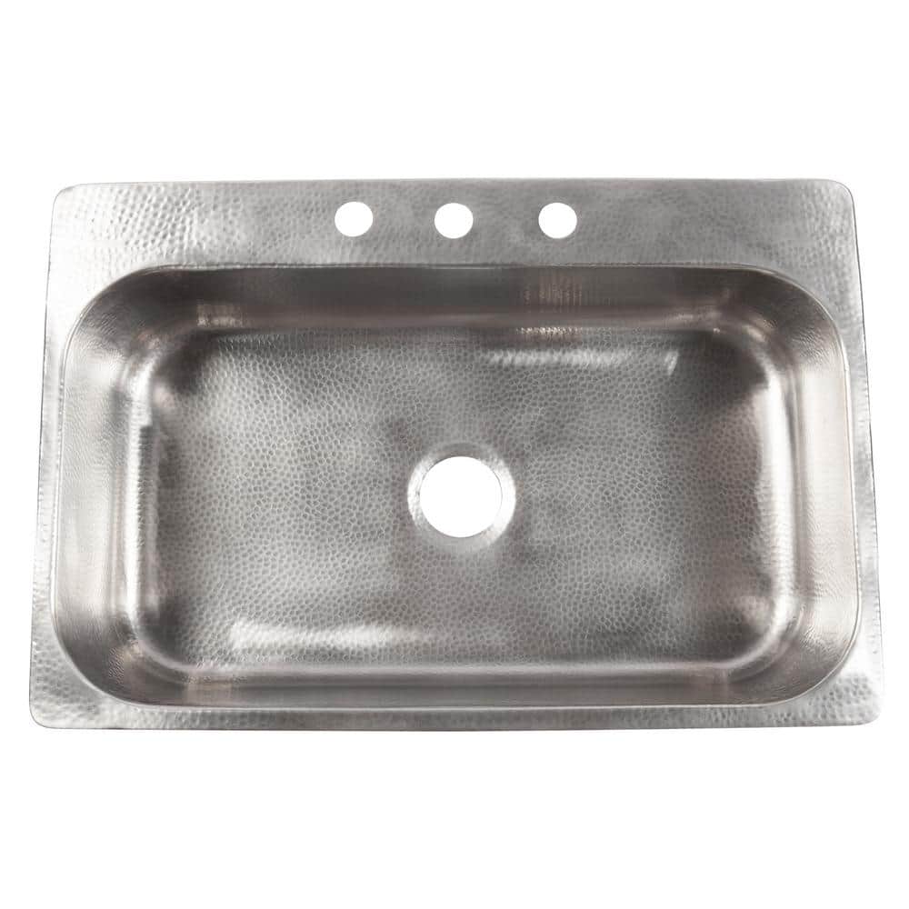 Angelico Brushed Stainless Steel 33" Single Bowl Drop-In Kitchen Sink