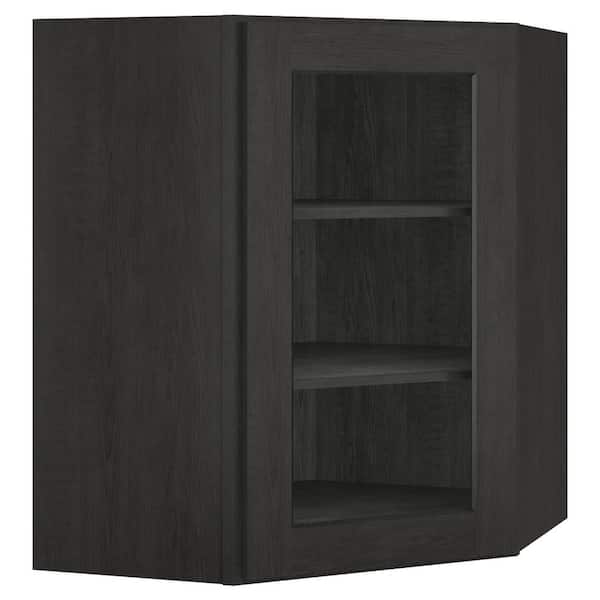 Shaker Charcoal Plywood Wall Diagonal Shaker Style Stock Corner Kitchen Cabinet (24 in. x 36 in. x 24 in.）