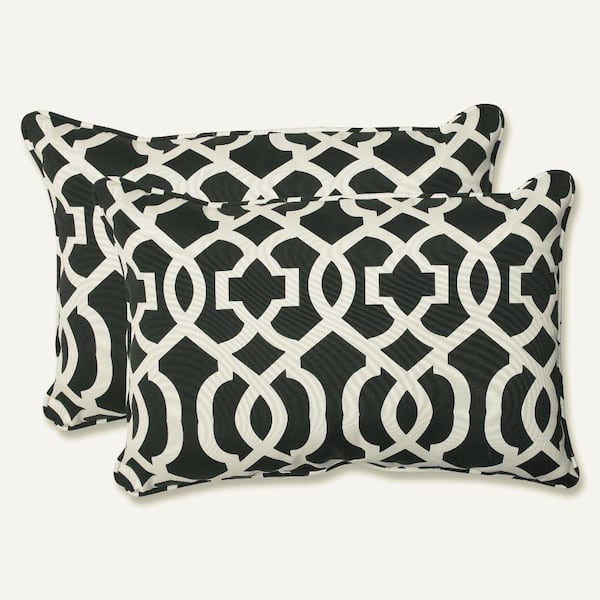 Pillow Perfect Black Rectangular Outdoor Lumbar Throw Pillow 2-Pack