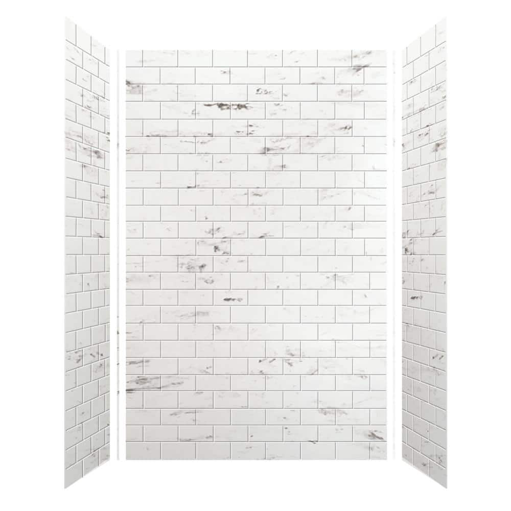 Transolid SWK603696-47 SaraMar 36-in X 60-in X 96-in Glue to Wall 3-Piece Shower Wall Kit  White Venito