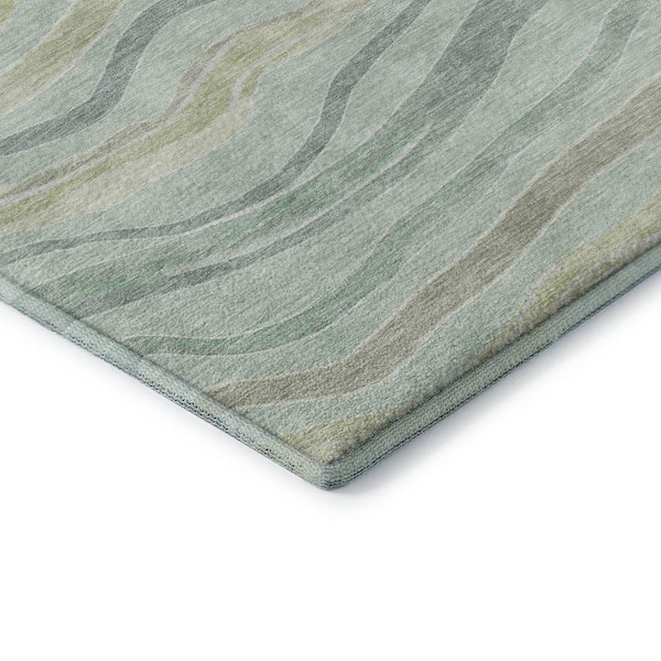 Mayfield Premium Machine Washable Abstract AMF1581 Sage 3 ft. x 4 ft. Area Rug