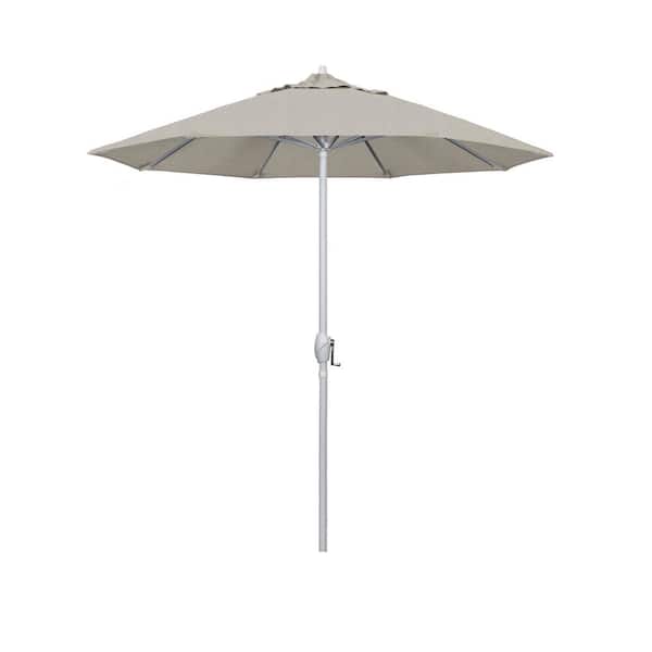 California Umbrella 7.5 ft. Matted White Aluminum Market Patio Umbrella Auto Tilt in Woven Granite Olefin