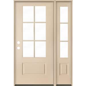 UINTAH Farmhouse 50 in. x 80 in. 6-Lite Right-Hand/Inswing Clear Glass Unfinished Fiberglass Prehung Front Door with RSL