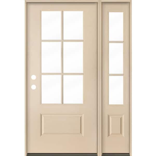 Krosswood Doors UINTAH Farmhouse 50 in. x 80 in. 6-Lite Right-Hand/Inswing Clear Glass Unfinished Fiberglass Prehung Front Door with RSL