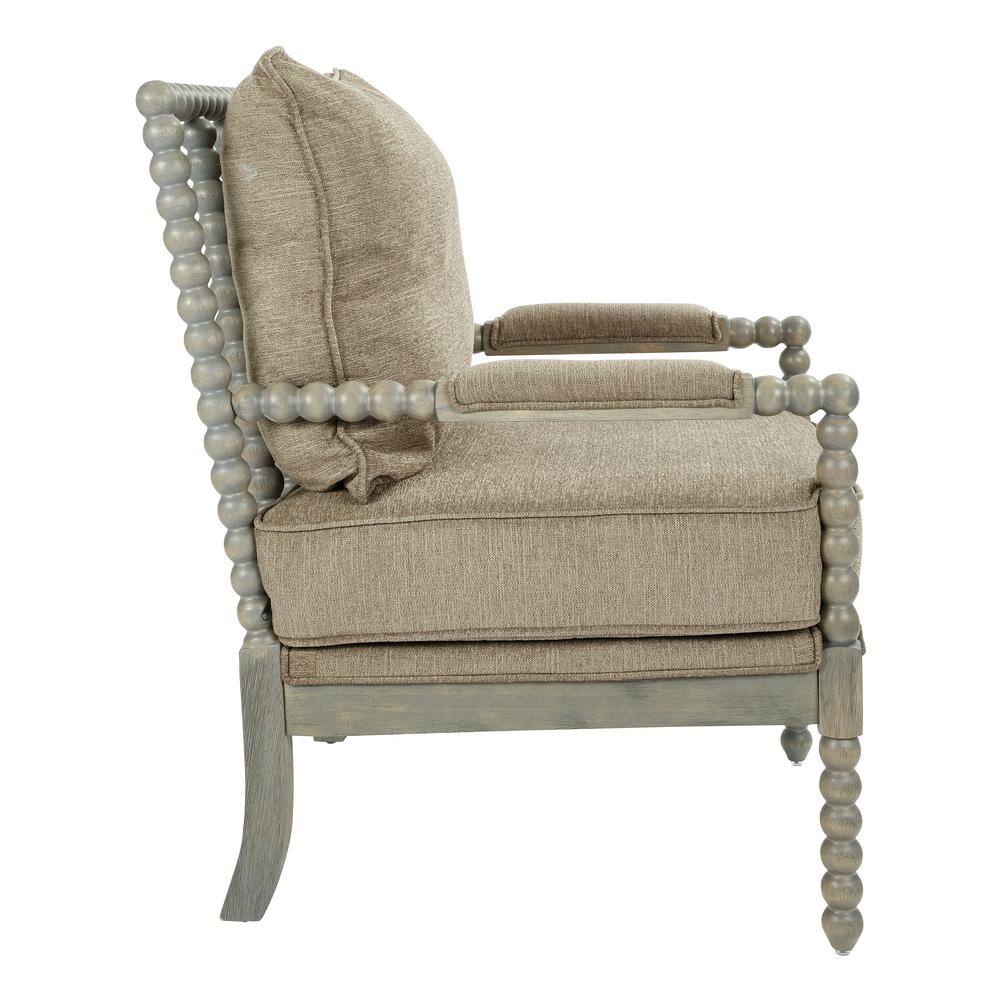 Gray Hardwood Farmhouse Accent Chair with Cushions