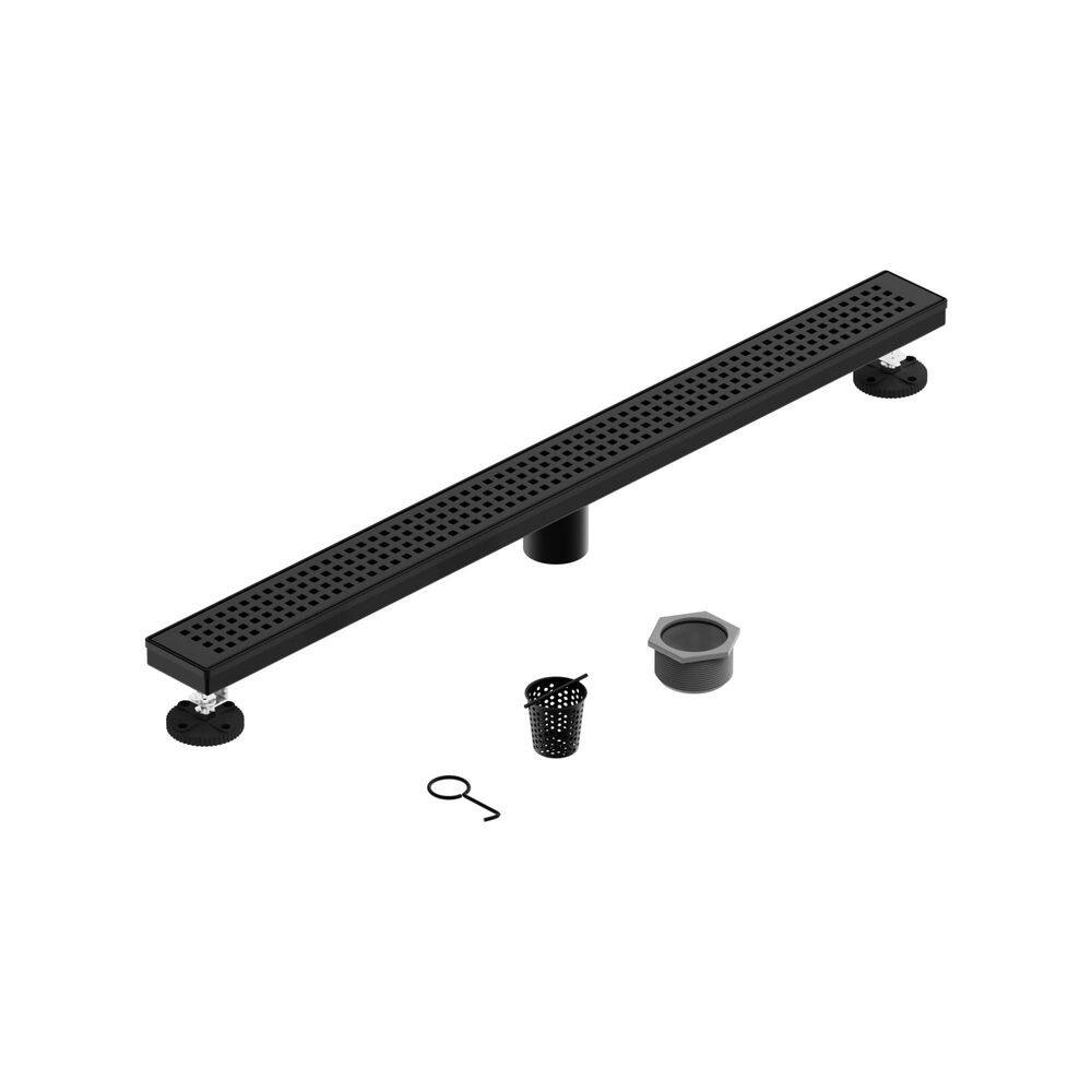 32 in. Linear Shower Drain, Removable Grid Grate 304 Stainless Steel Floor Drain with Leveling Feet, Matte Black price history on PriceWatchPro