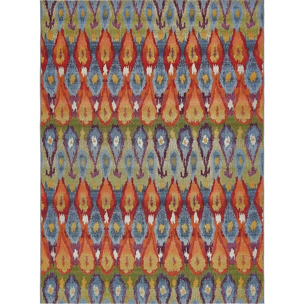 Unique Loom Outdoor Ikat Multi 8' 0 x 11' 4 Area Rug