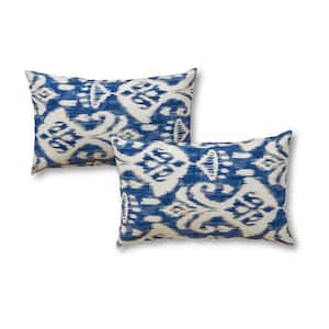 Azule Ikat Lumbar Outdoor Throw Pillow (2-Pack)