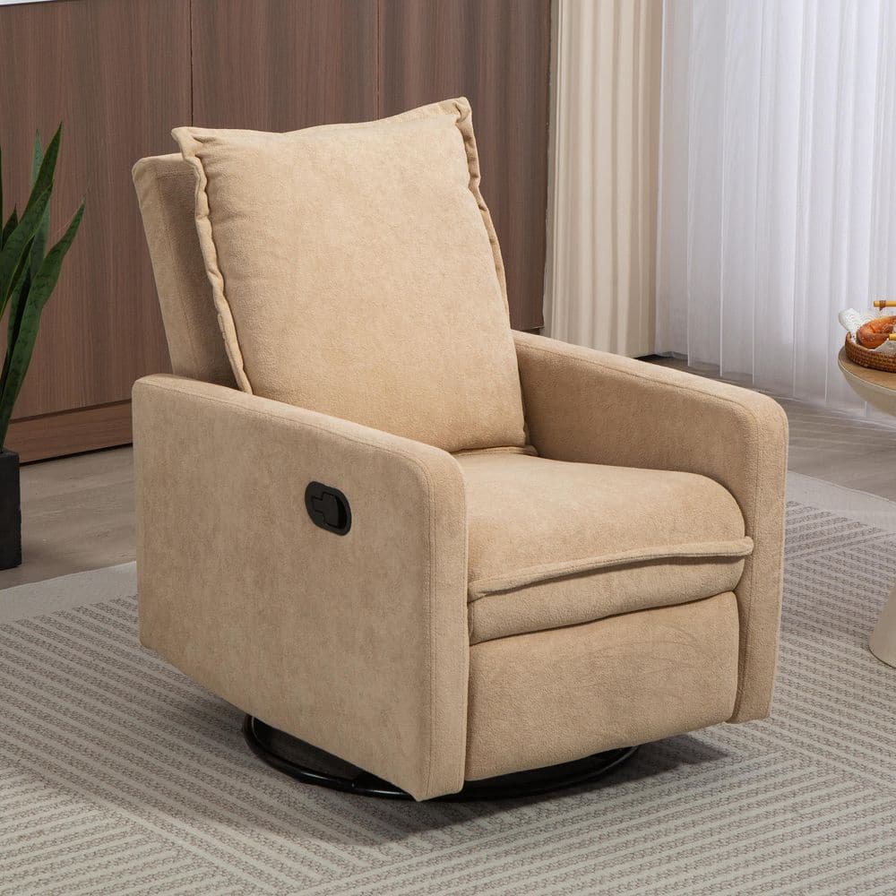 aisword Camel Brown 360° Swivel Velvet Manual Rocker Recliner