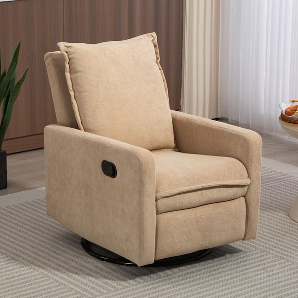 Camel Brown 360° Swivel Velvet Manual Rocker Recliner Chair with Glider Base and Rocker Motion
