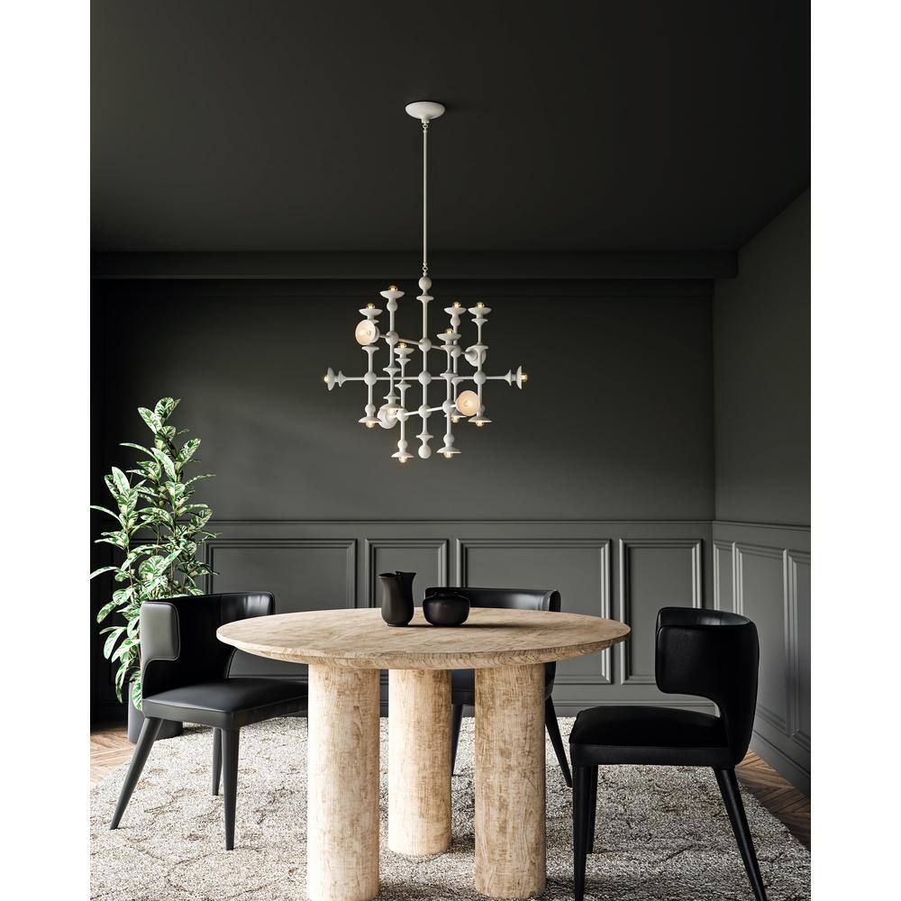 White 18-Light Sputnik Chandelier with Sculptural Design