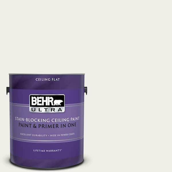 BEHR ULTRA 1 gal. #UL200-12 Snowy Pine Ceiling Flat Interior Paint and Primer in One
