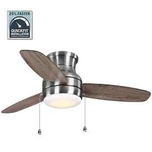 Ashby Park 44 in. White Color Changing Integrated LED Brushed Nickel Ceiling Fan with Light Kit and 3 Reversible Blades