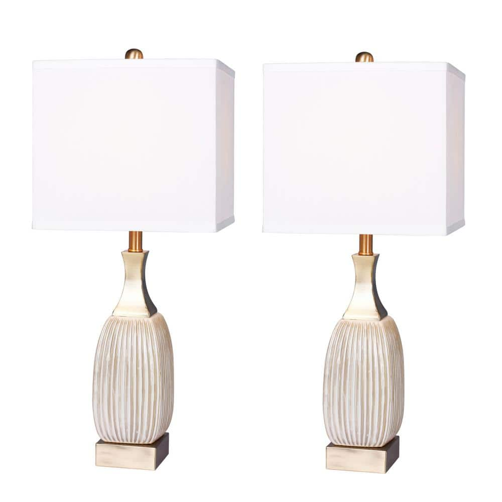 Fangio Lighting 26.5 in. Vertically Ribbed Aged White Ceramic and ...