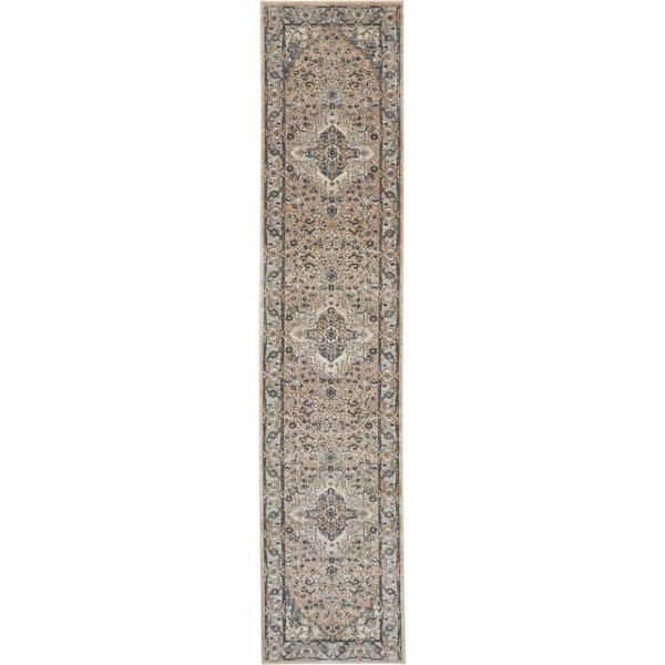 Concerto Beige/Grey 2 ft. x 12 ft. Center medallion Traditional Kitchen Runner Area Rug