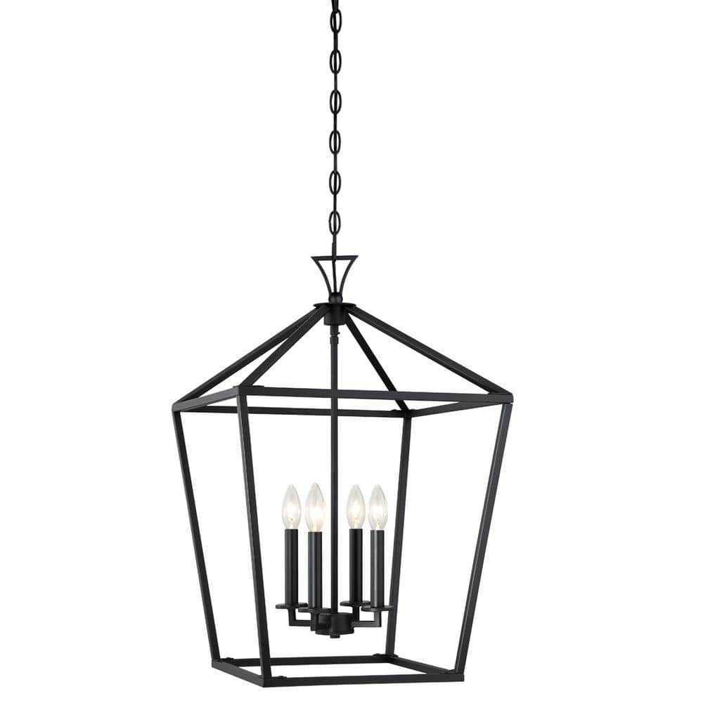 Townsend Matte Black 4-Light Open Lantern Pendant