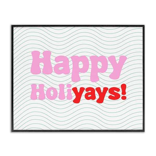 Stupell Industries Happy Holiyays Patterned by Lil' Rue 1-Piece Framed Graphic Print Typography Poster Art Print 20 in. x 16 in.