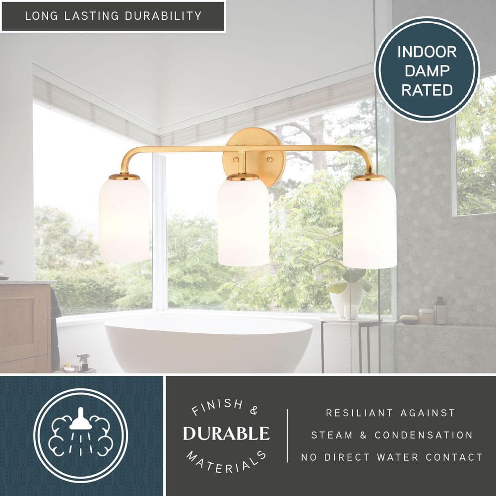Shelby 23" Gold Brass Bathroom Vanity Light with White Glass