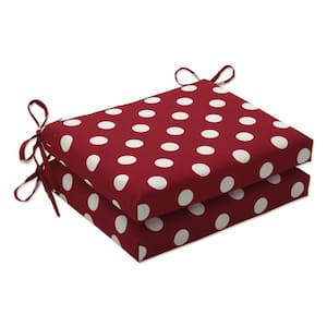18.5 in. x 16 in. Outdoor Dining Chair Cushion in Red/White (Set of 2)
