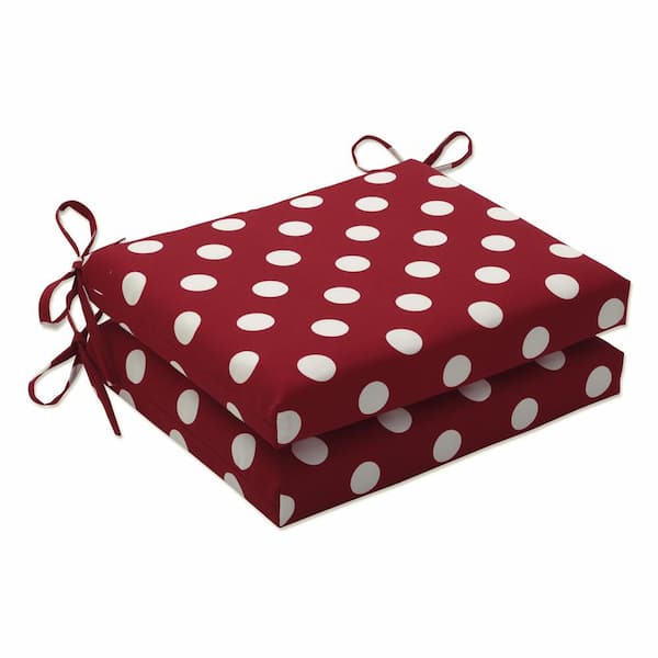 Pillow Perfect 18.5 in. x 16 in. Outdoor Dining Chair Cushion in Red/White (Set of 2)